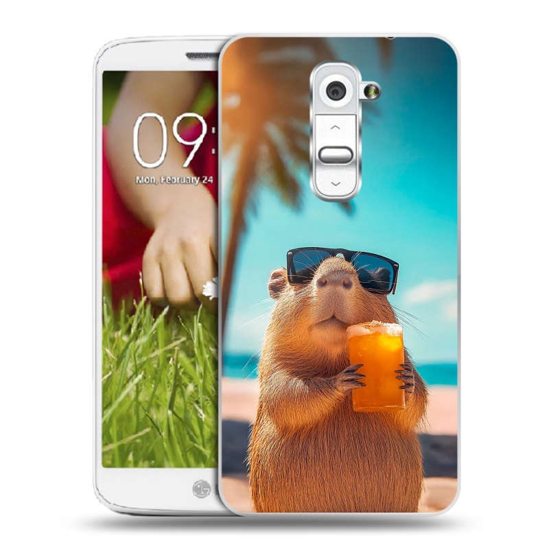 Пластиковый чехол на LG Optimus G2 mini с принтом Капибара Пластиковый чехол на LG Optimus G2 mini с принтом Капибара