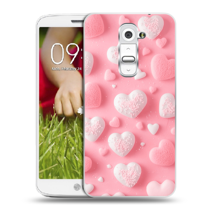 Пластиковый чехол на LG Optimus G2 mini с принтом Сердечки Пластиковый чехол на LG Optimus G2 mini с принтом Сердечки