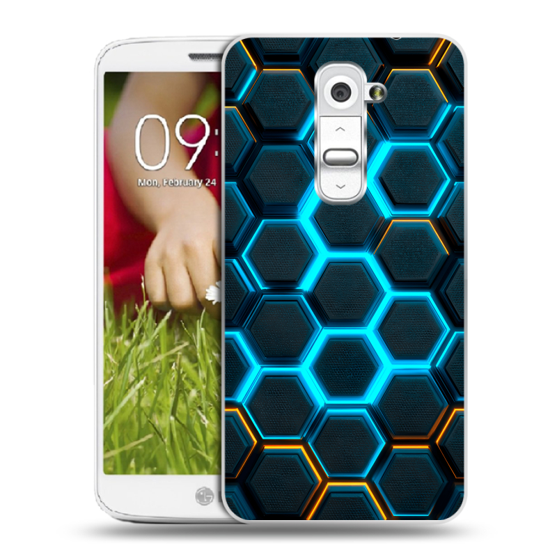Пластиковый чехол на LG Optimus G2 mini с принтом Неоновые соты Пластиковый чехол на LG Optimus G2 mini с принтом Неоновые соты