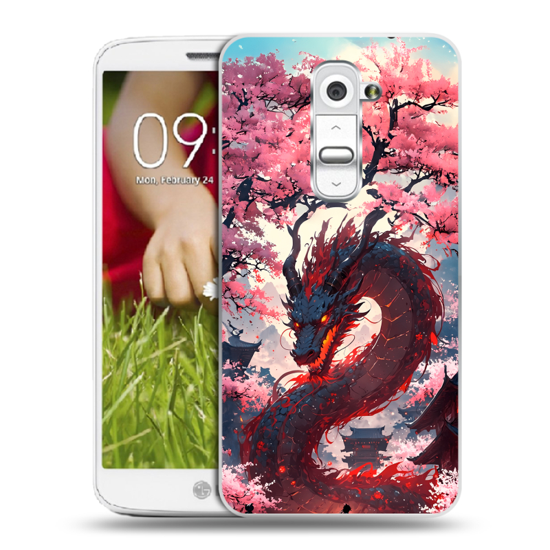Пластиковый чехол на LG Optimus G2 mini с принтом Дракон Японский Пластиковый чехол на LG Optimus G2 mini с принтом Дракон Японский
