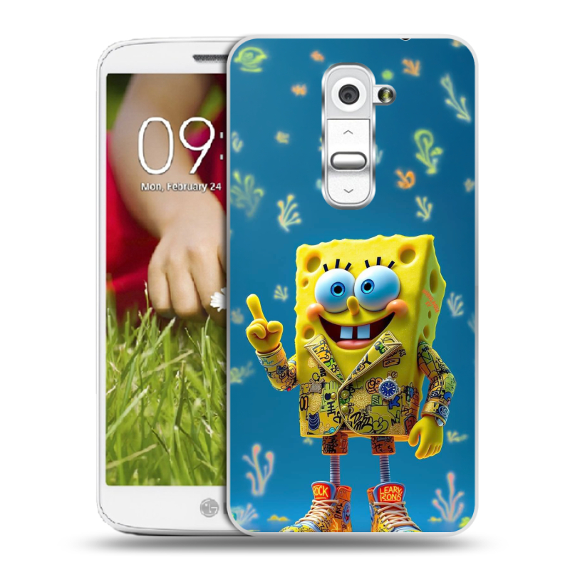Пластиковый чехол на LG Optimus G2 mini с принтом Спанч боб Спанчбоб Пластиковый чехол на LG Optimus G2 mini с принтом Спанч боб Спанчбоб