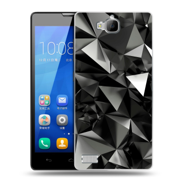 Пластиковый чехол на Huawei Honor 3c с принтом Черные кристаллы Пластиковый чехол на Huawei Honor 3c с принтом Черные кристаллы