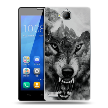 Пластиковый чехол на Huawei Honor 3c с принтом Волк Пластиковый чехол на Huawei Honor 3c с принтом Волк