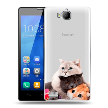 Пластиковый чехол на Huawei Honor 3c с принтом Кошки Пластиковый чехол на Huawei Honor 3c с принтом Кошки