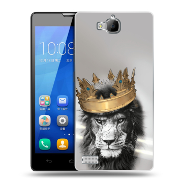 Пластиковый чехол на Huawei Honor 3c с принтом Лев с короной Пластиковый чехол на Huawei Honor 3c с принтом Лев с короной