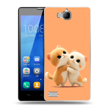 Пластиковый чехол на Huawei Honor 3c с принтом Милые котики Пластиковый чехол на Huawei Honor 3c с принтом Милые котики