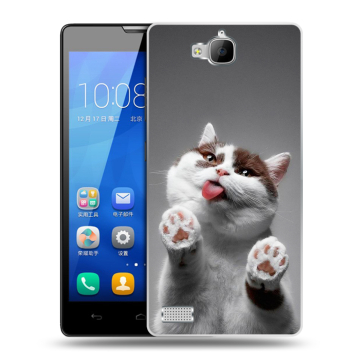Пластиковый чехол на Huawei Honor 3c с принтом Коты Пластиковый чехол на Huawei Honor 3c с принтом Коты