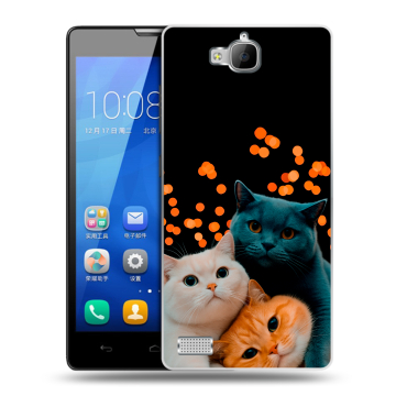 Пластиковый чехол на Huawei Honor 3c с принтом Кошки Пластиковый чехол на Huawei Honor 3c с принтом Кошки