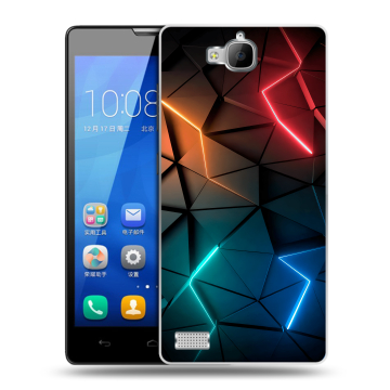 Пластиковый чехол на Huawei Honor 3c с принтом Абстракция неон Пластиковый чехол на Huawei Honor 3c с принтом Абстракция неон