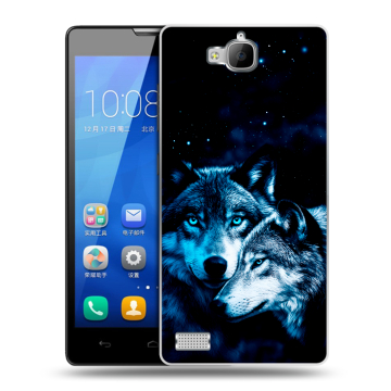 Пластиковый чехол на Huawei Honor 3c с принтом Волки Пластиковый чехол на Huawei Honor 3c с принтом Волки