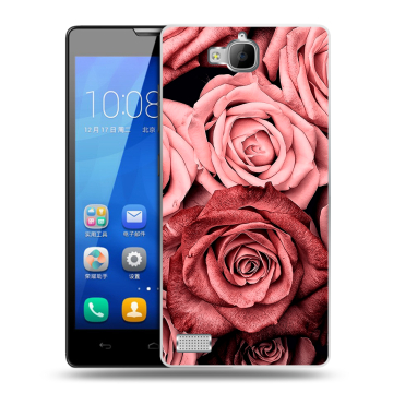 Пластиковый чехол на Huawei Honor 3c с принтом Цветы розы Пластиковый чехол на Huawei Honor 3c с принтом Цветы розы