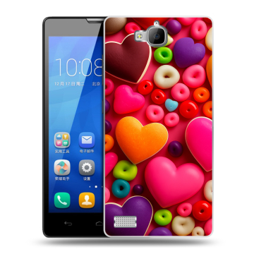Пластиковый чехол на Huawei Honor 3c с принтом Сердечки Пластиковый чехол на Huawei Honor 3c с принтом Сердечки