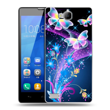 Пластиковый чехол на Huawei Honor 3c с принтом Бабочки Пластиковый чехол на Huawei Honor 3c с принтом Бабочки