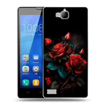 Пластиковый чехол на Huawei Honor 3c с принтом Розы красные Пластиковый чехол на Huawei Honor 3c с принтом Розы красные