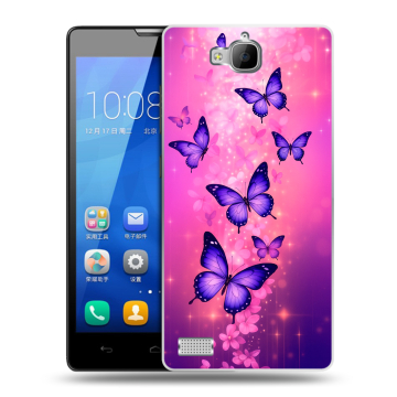 Пластиковый чехол на Huawei Honor 3c с принтом Бабочки Пластиковый чехол на Huawei Honor 3c с принтом Бабочки