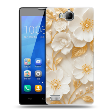 Пластиковый чехол на Huawei Honor 3c с принтом Цветы Пластиковый чехол на Huawei Honor 3c с принтом Цветы