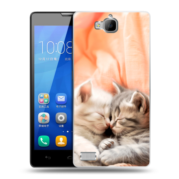 Пластиковый чехол на Huawei Honor 3c с принтом Котята Пластиковый чехол на Huawei Honor 3c с принтом Котята