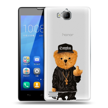Пластиковый чехол на Huawei Honor 3c с принтом Мишка