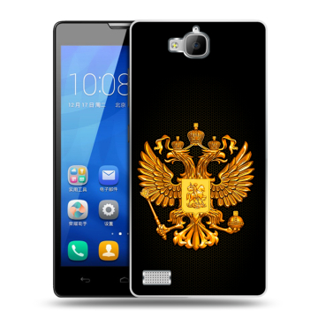 Пластиковый чехол на Huawei Honor 3c с принтом Герб России желтый Пластиковый чехол на Huawei Honor 3c с принтом Герб России желтый