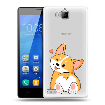 Пластиковый чехол на Huawei Honor 3c с принтом Корги