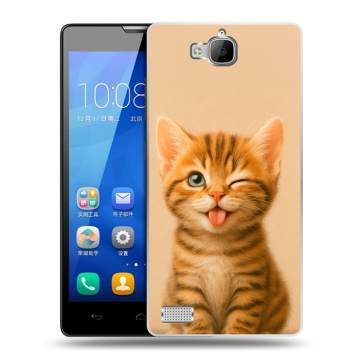 Пластиковый чехол на Huawei Honor 3c с принтом котенок