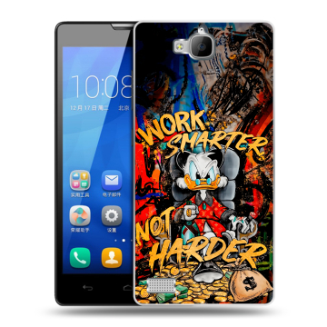 Пластиковый чехол на Huawei Honor 3c с принтом Дональд Дак Деньги Пластиковый чехол на Huawei Honor 3c с принтом Дональд Дак Деньги