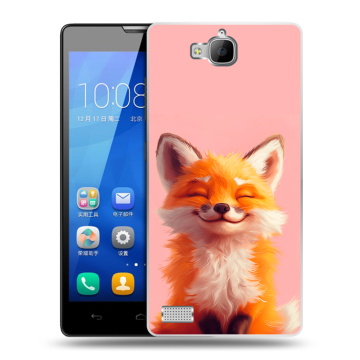 Пластиковый чехол на Huawei Honor 3c с принтом милая лиса Пластиковый чехол на Huawei Honor 3c с принтом милая лиса