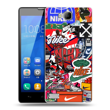 Пластиковый чехол на Huawei Honor 3c с принтом Найк Nike яркий