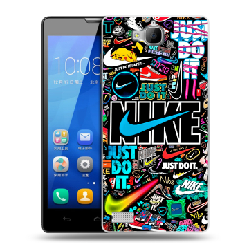 Пластиковый чехол на Huawei Honor 3c с принтом найк nike черный Пластиковый чехол на Huawei Honor 3c с принтом найк nike черный