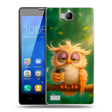 Пластиковый чехол на Huawei Honor 3c с принтом сова Пластиковый чехол на Huawei Honor 3c с принтом сова