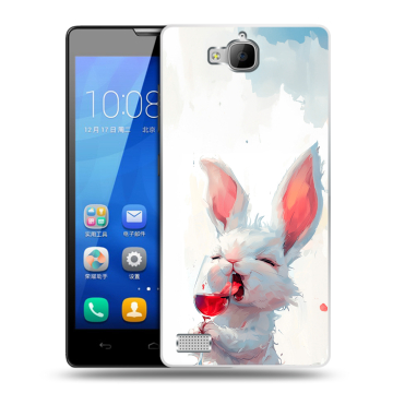 Пластиковый чехол на Huawei Honor 3c с принтом кролик зайчик