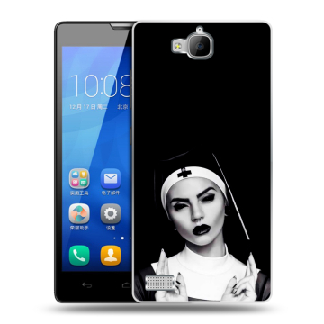 Пластиковый чехол на Huawei Honor 3c с принтом монашка