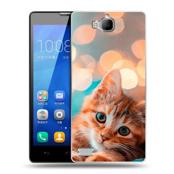 Пластиковый чехол на Huawei Honor 3c с принтом котик