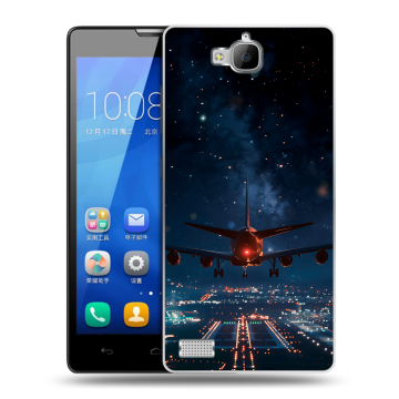 Пластиковый чехол на Huawei Honor 3c с принтом самолет