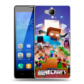 Пластиковый чехол на Huawei Honor 3c с принтом Майнкрафт Minecraft Пластиковый чехол на Huawei Honor 3c с принтом Майнкрафт Minecraft