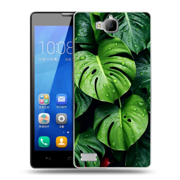 Пластиковый чехол на Huawei Honor 3c с принтом Листья