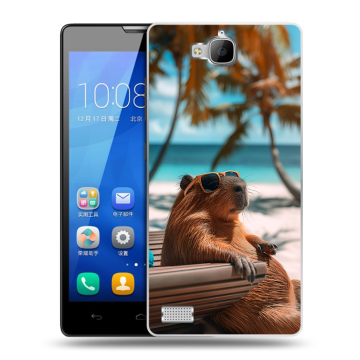 Пластиковый чехол на Huawei Honor 3c с принтом Капибара Пластиковый чехол на Huawei Honor 3c с принтом Капибара