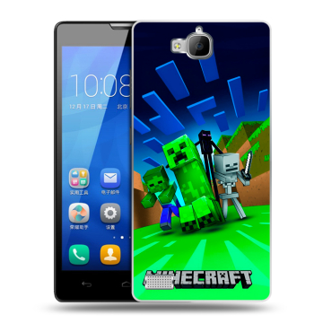 Пластиковый чехол на Huawei Honor 3c с принтом Майнкрафт Пластиковый чехол на Huawei Honor 3c с принтом Майнкрафт