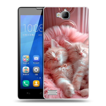 Пластиковый чехол на Huawei Honor 3c с принтом котята котики Пластиковый чехол на Huawei Honor 3c с принтом котята котики