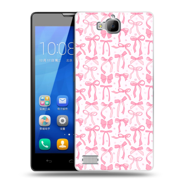 Пластиковый чехол на Huawei Honor 3c с принтом Розовые бантики Пластиковый чехол на Huawei Honor 3c с принтом Розовые бантики