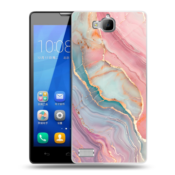 Пластиковый чехол на Huawei Honor 3c с принтом розовый мрамор Пластиковый чехол на Huawei Honor 3c с принтом розовый мрамор