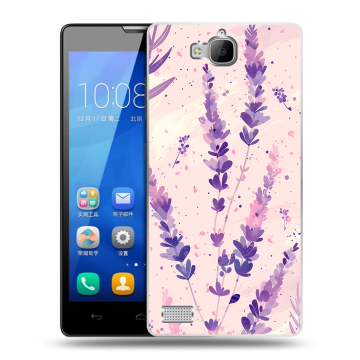 Пластиковый чехол на Huawei Honor 3c с принтом цветы лаванда Пластиковый чехол на Huawei Honor 3c с принтом цветы лаванда