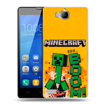 Пластиковый чехол на Huawei Honor 3c с принтом Майнкрафт Minecraft