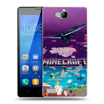Пластиковый чехол на Huawei Honor 3c с принтом Майнкрафт Minecraft