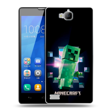 Пластиковый чехол на Huawei Honor 3c с принтом Майнкрафт Minecraft