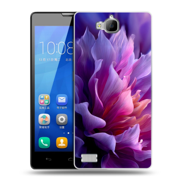 Пластиковый чехол на Huawei Honor 3c с принтом женский цветы Пластиковый чехол на Huawei Honor 3c с принтом женский цветы