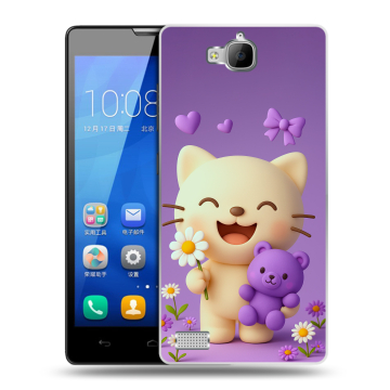 Пластиковый чехол на Huawei Honor 3c с принтом для девочек
