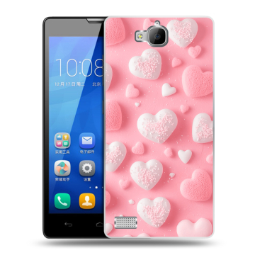 Пластиковый чехол на Huawei Honor 3c с принтом Сердечки Пластиковый чехол на Huawei Honor 3c с принтом Сердечки