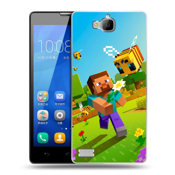 Пластиковый чехол на Huawei Honor 3c с принтом Майнкрафт Minecraft