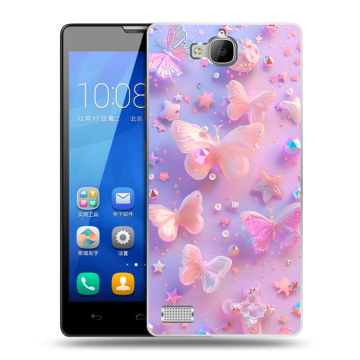 Пластиковый чехол на Huawei Honor 3c с принтом Бабочки